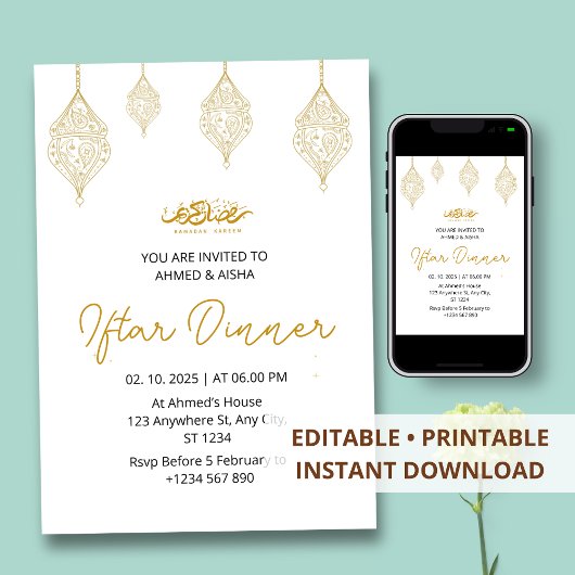 Iftar diner uitnodiging ramadan met lentern