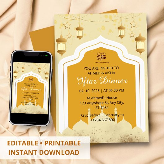 Iftar Diner Uitnodiging Ramadan Moskee sinaasappel