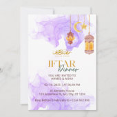 Iftar dineruitnodiging ramadan waterverf paarse kaart (Voorkant)