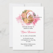 Iftar dineruitnodiging ramadan waterverf roze kaart (Voorkant)