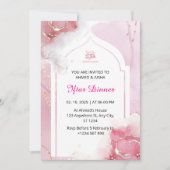 Iftar dineruitnodiging ramadan waterverf roze kaart (Voorkant)