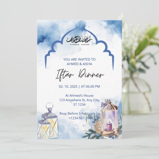 Iftar dinner invitation ramadan blue mosque (Debout devant)