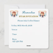 Iftar Dinner Invitations Feestdagenkaart (Achterkant)