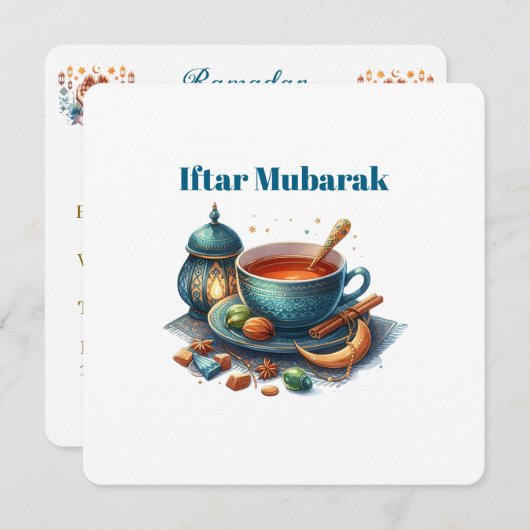 Iftar Mubarak Dinner Invitations (Devant / Derrière)