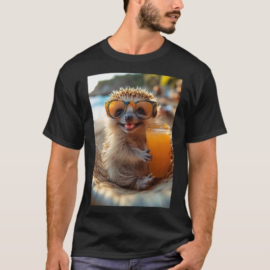 Igel am Strand mit cooler Brille T-shirt (Voorkant)