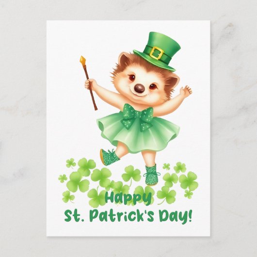 Igel Igelin Gráinneog Happy St. Patricks Day Briefkaart (Voorkant)