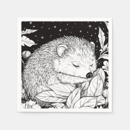 Igel schläft im Laub unter dem Sternenhimmel Servet