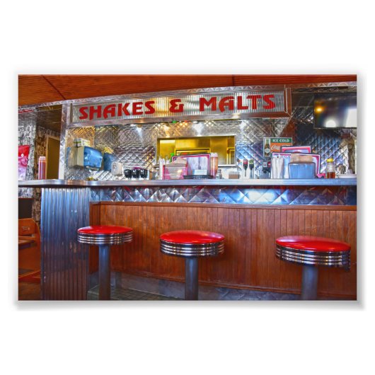 Iggy's Diner Interior, Carthage, Missouri Foto Afdruk (Voorkant)
