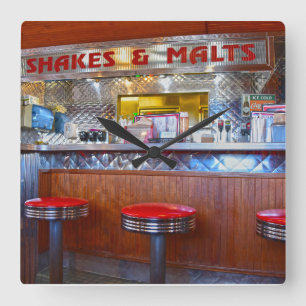 Iggy's Diner Interior, Carthage, Missouri Vierkante Klok