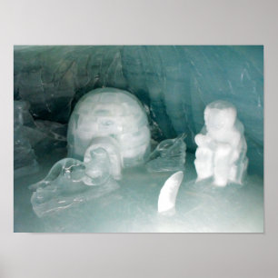 Iglo en Eskimo in ijs Poster