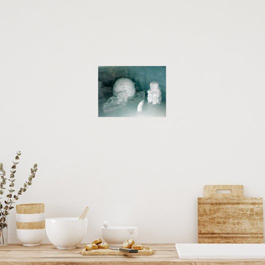Igloo en Eskimo in ijs Poster (Keuken)
