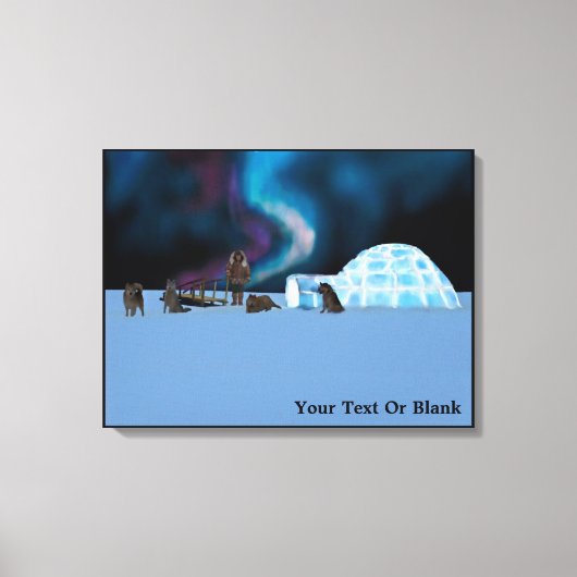 Igloo en Northern Lights Canvas Afdruk (Voorkant)