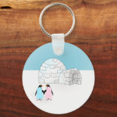 Igloo met gekleurde pinguïns sleutelhanger (Voorkant)