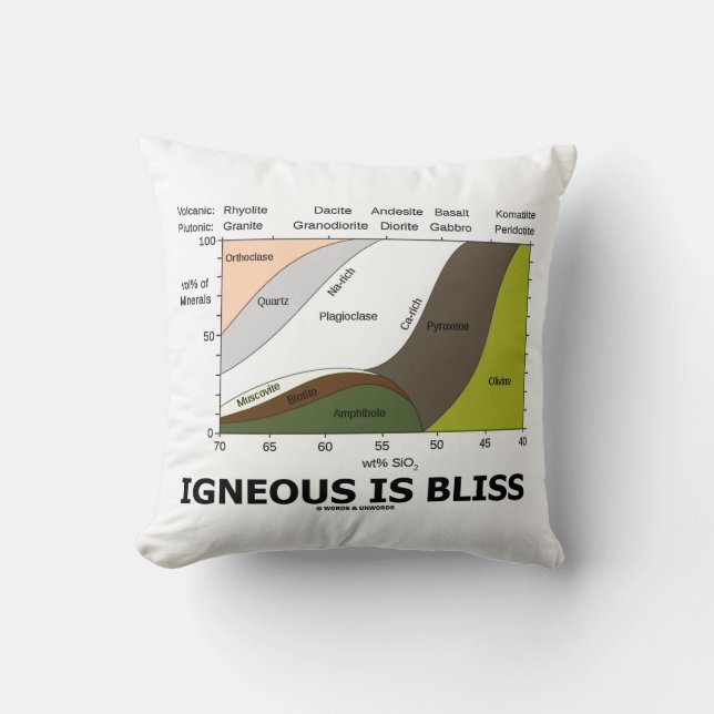 Igneous is Bliss Silica Content Geology Humor Kussen (Voorkant)