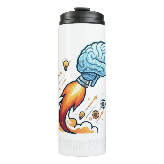 Ignite Your Potential Rocket Brain Motivational Gr Thermosbeker (Voorkant)