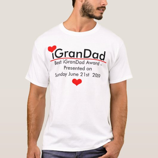 iGranDad - Gepersonaliseerd met rode harten en lij T-shirt (Voorkant)