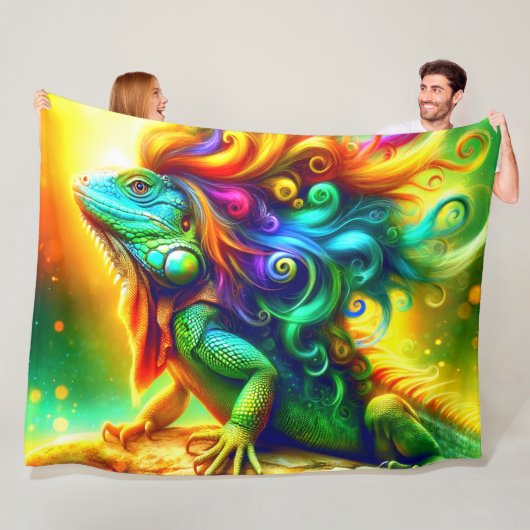 Iguana Art Fleece Deken (In situ)