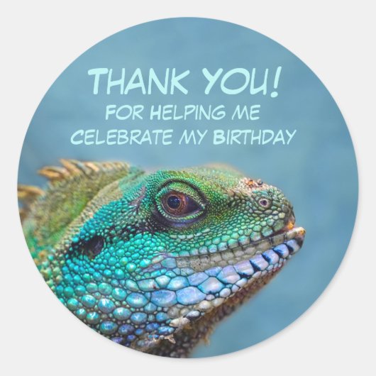 Iguana Birthday Bedankt Ronde Sticker (Voorkant)