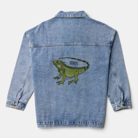 Iguana cartoon illustratie denim jacket (Achterkant)