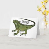 Iguana cartoon illustratie kaart (Gele Bloem)
