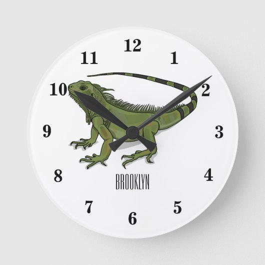 Iguana cartoon illustratie ronde klok (Voorkant)