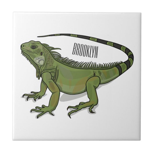 Iguana cartoon illustratie tegeltje (Voorkant)