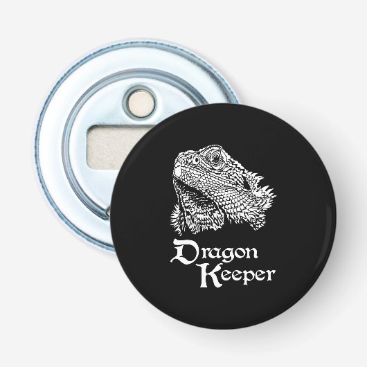 Iguana drakenhouder button flesopener (Voorkant)