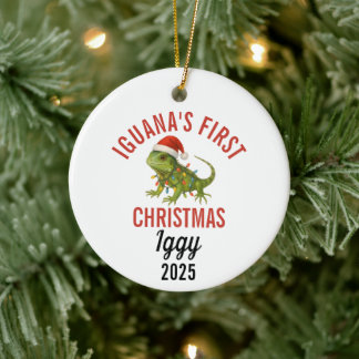 Iguana First Christmas 2025 Keramisch Ornament