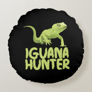 Iguana Hunter - Funny Iguana Reptile Lizard Pet Rond Kussen