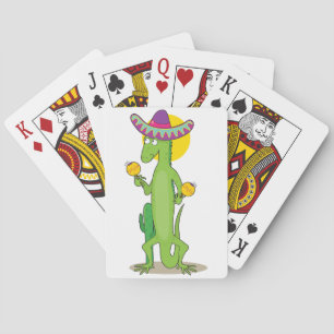 Iguana in een Sombrero-speelkaart Pokerkaarten