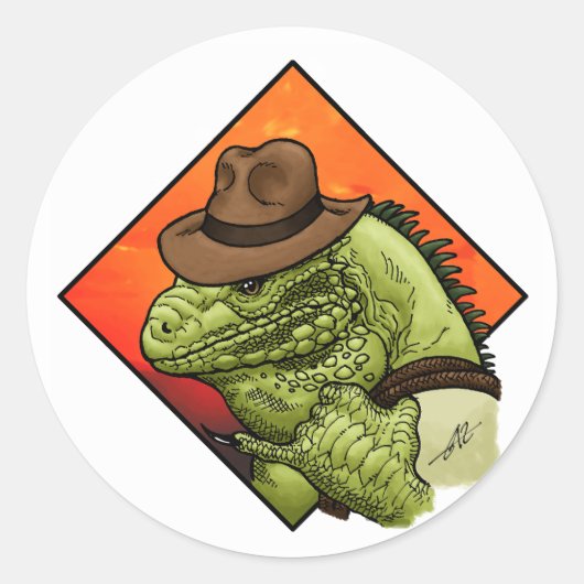 Iguana Jones Ronde Sticker (Voorkant)
