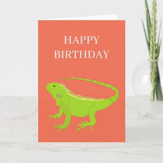 Iguana Lizard Illustration Birthday Kaart (Voorkant)