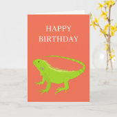 Iguana Lizard Illustration Birthday Kaart (Gele Bloem)