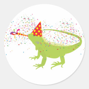 Iguana Lizard Partdens Animals met een partij Ronde Sticker