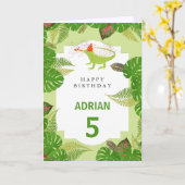 Iguana Lizard Partmals Birthday Kaart (Gele Bloem)