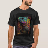 Iguana mountains sunset reptile lizard retro 70s v t-shirt (Voorkant)