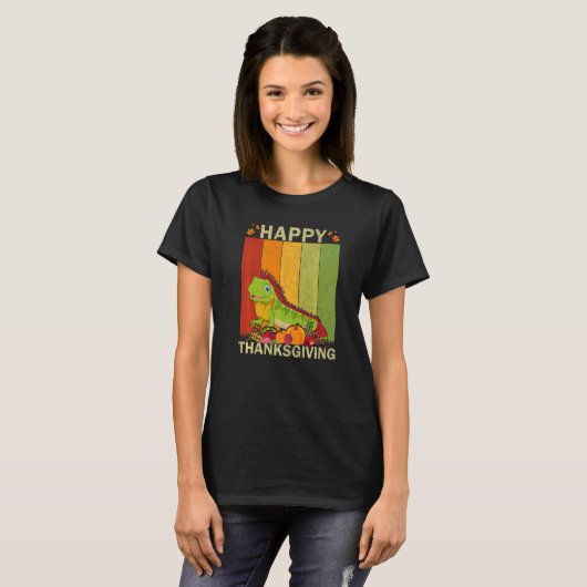 Iguana Retro Graphic Family Matching Thanksgiving T-shirt (Voorkant volledig)