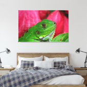 Iguana - roze en groen canvas afdruk (Insitu (Slaapkamer))
