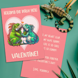 Iguana Wees Bij Jou Schattig Grappige Valentijn Feestdagenkaart