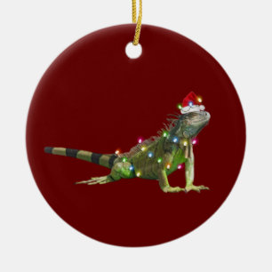 Iguanas met Pet kerst Keramisch Ornament