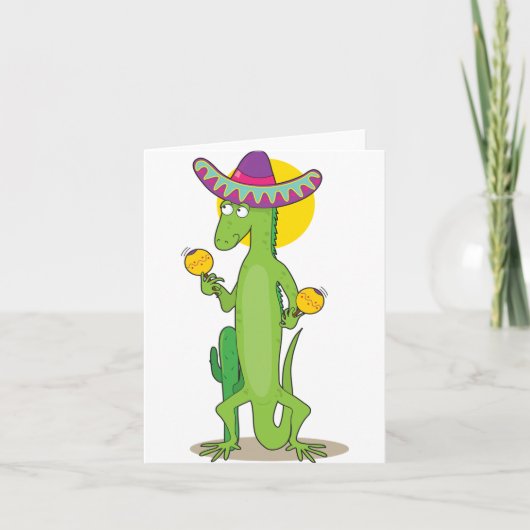 Iguane dans des cartes de note de sombrero (Devant)