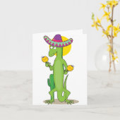 Iguane dans des cartes de note de sombrero (Fleur jaune)
