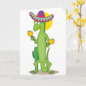 Iguane dans des cartes de voeux de sombrero (Fleur jaune)