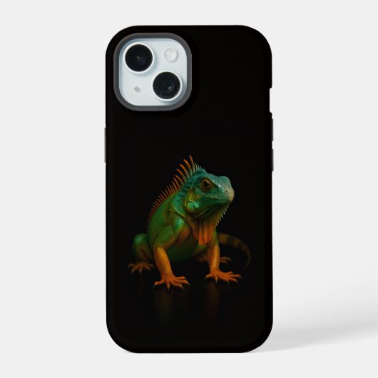 Iguane vert Black 4 Luxe iPhone 15 Mate (Verso)