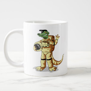 Iguanodon gekleed in een kosmonautenruimtepak. extra grote beker