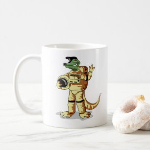 Iguanodon gekleed in een kosmonautenruimtepak. koffiemok