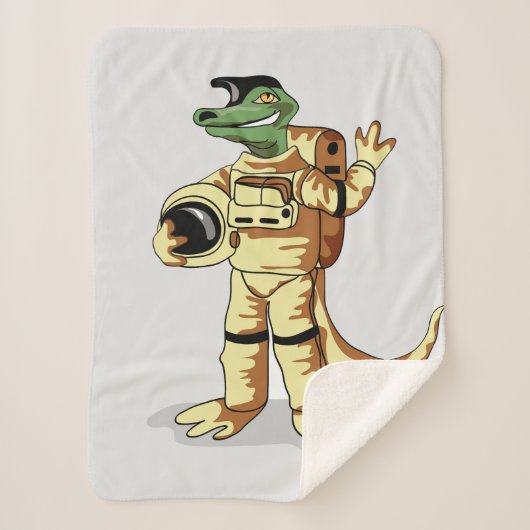 Iguanodon gekleed in een kosmonautenruimtepak. sherpa deken (Voorkant)