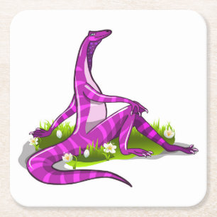 Iguanodon pronkt met haar natuurlijke schoonheid. vierkante kartonnen onderzetter