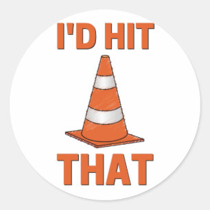 I'hit that funny autocross oranje cone men women ronde sticker