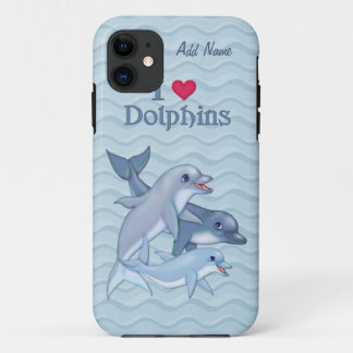 IIheart Dolphin Family - Aanpassen iPhone 11 Hoesje